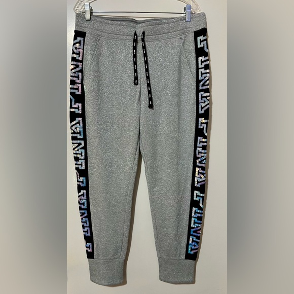 NWT Rare PINK Victoria's Secret Silver Mermaid Bling Sequin Jogger Pants - Picture 8 of 13